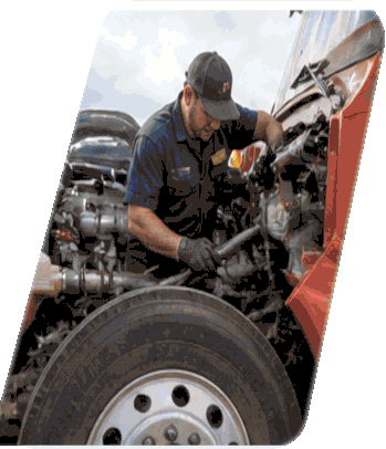 Mechanic working on truck